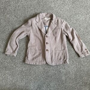 Hope & Henry Boys Knit Herringbone Blazer Brown Elbow Patches Size 7